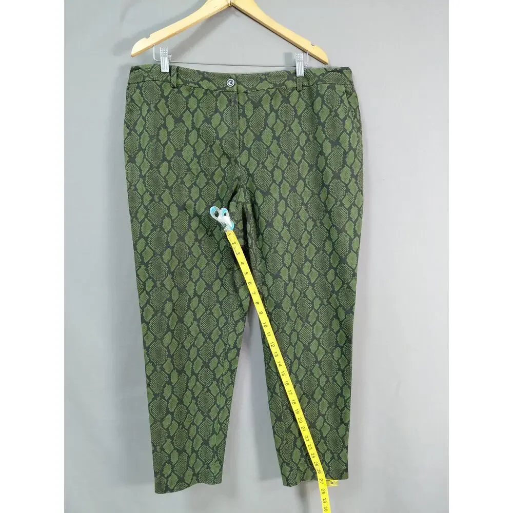 Michael Kors Green Black Snakeskin Print Tapered Pants Women Plus Size 16W